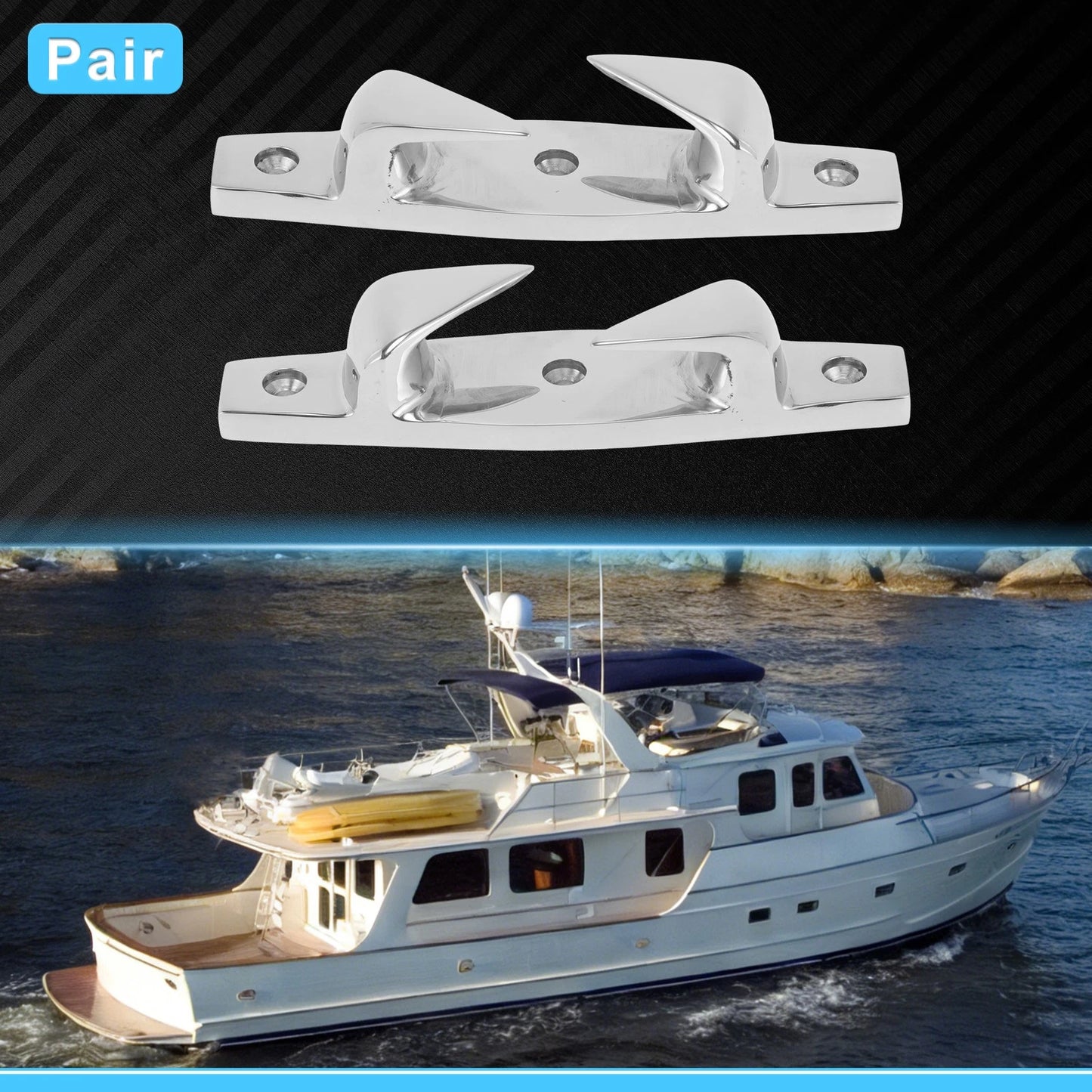 Boat Bow Chock Marine 316 Stainless Steel 153 mm Length Silver Tone 1 Pair