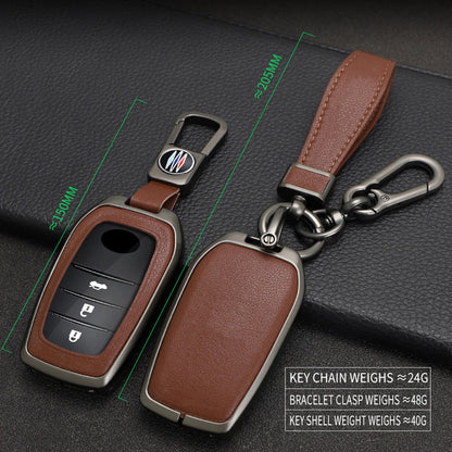 Zinc Alloy Leather Car Key Fob Cover Case for Toyota Prius Yaris Corolla Sienna