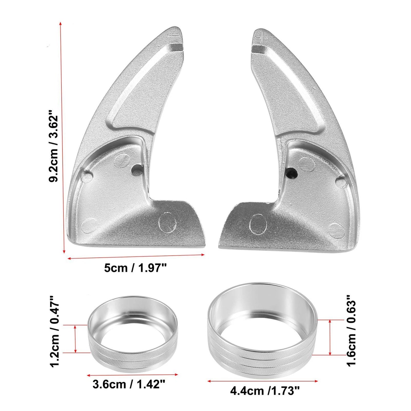 Silver Tone Inner Paddle Shifter Set & AC Volume Knob Cover for Dodge Charger