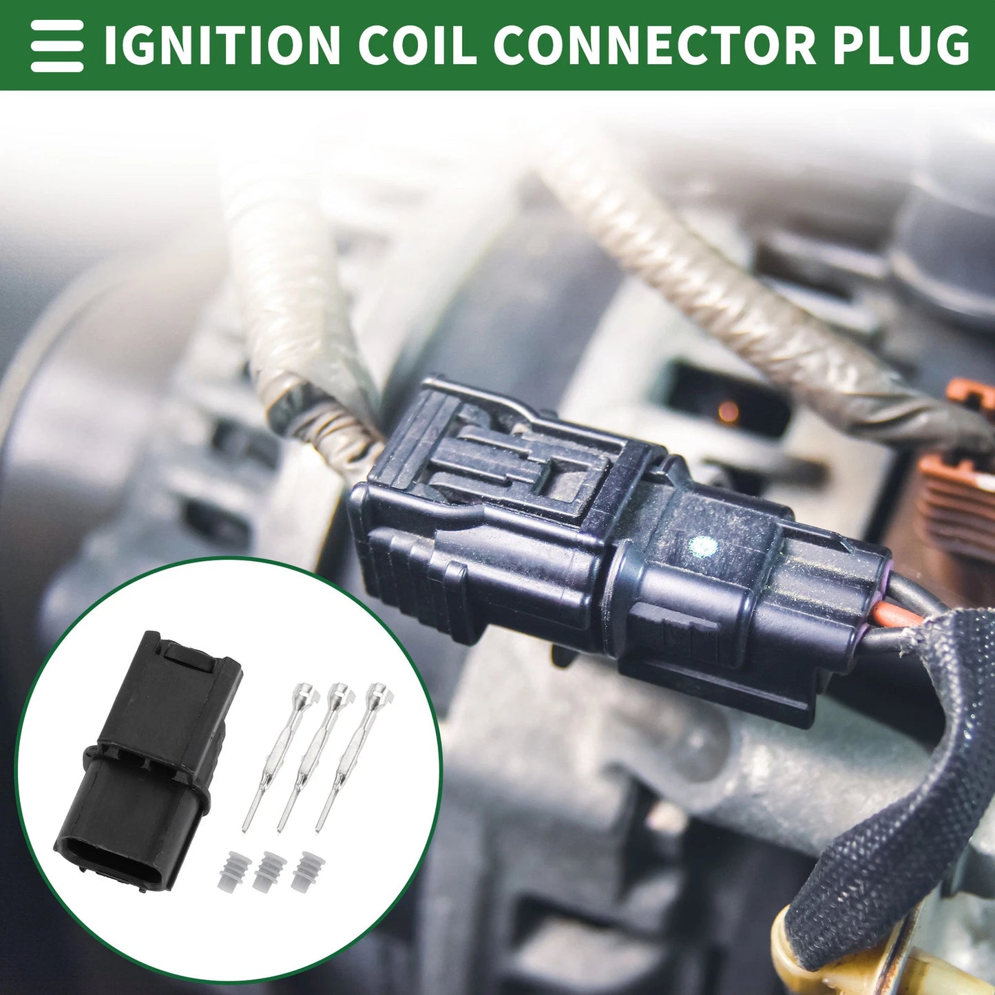 3 Pin Ignition Coil Connector Plug Male Wire Terminal for Acura