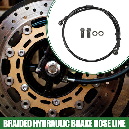 90cm Braided Hydraulic Brake Line Oil Hose Black Green 1 Set for Motorcycle