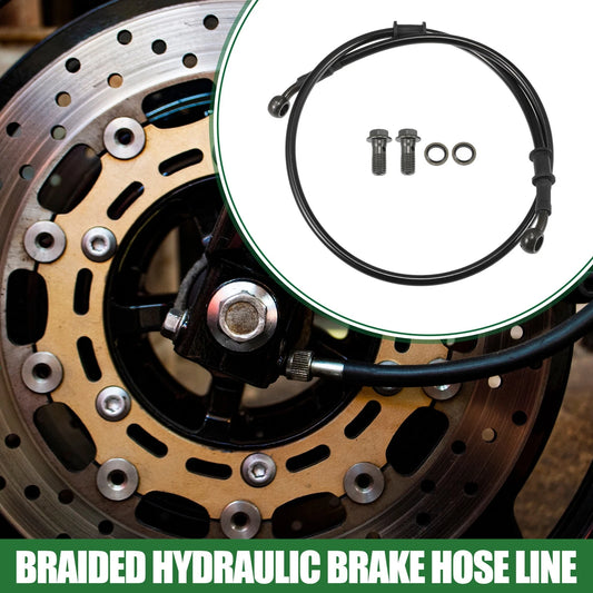 90cm Braided Hydraulic Brake Line Oil Hose Black Green 1 Set for Motorcycle