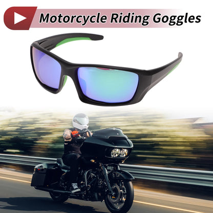 Goggles Motorcycle Riding Green Lens Black Frame Tri-acetel Cellulose