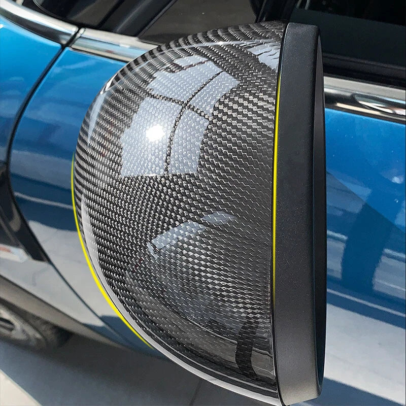 Carbon Fiber Side Mirror Cover Caps Power Folding Fit For Mini R55 R60 2007-2012