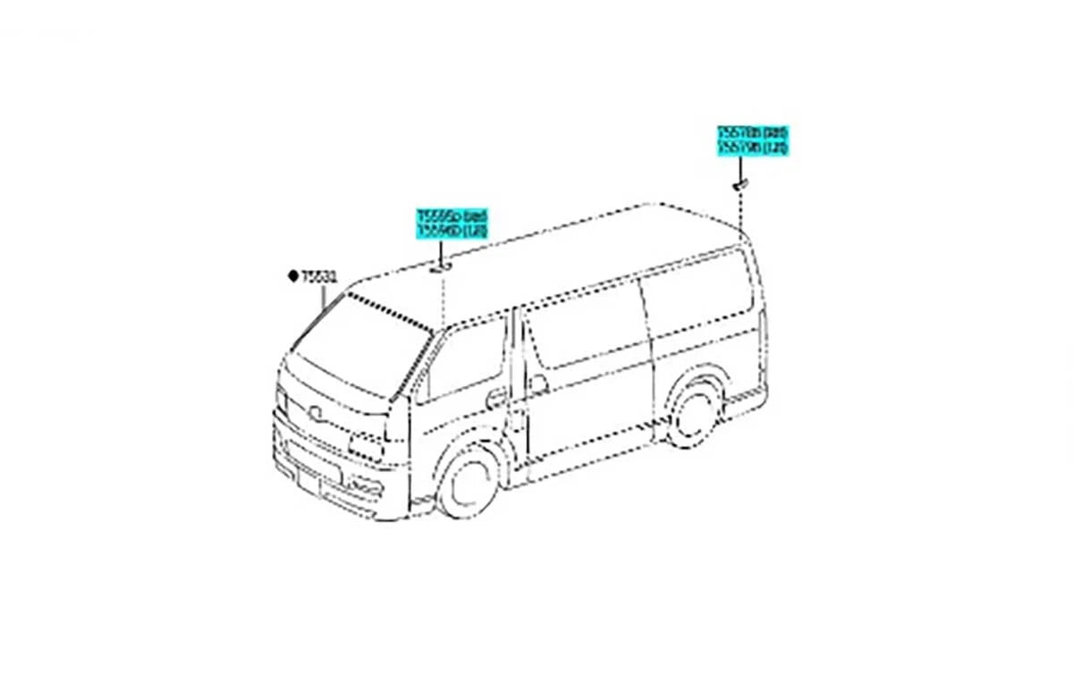 Roof Drip Molding End Covers for Toyota Hiace Commuter (2005-2018)
