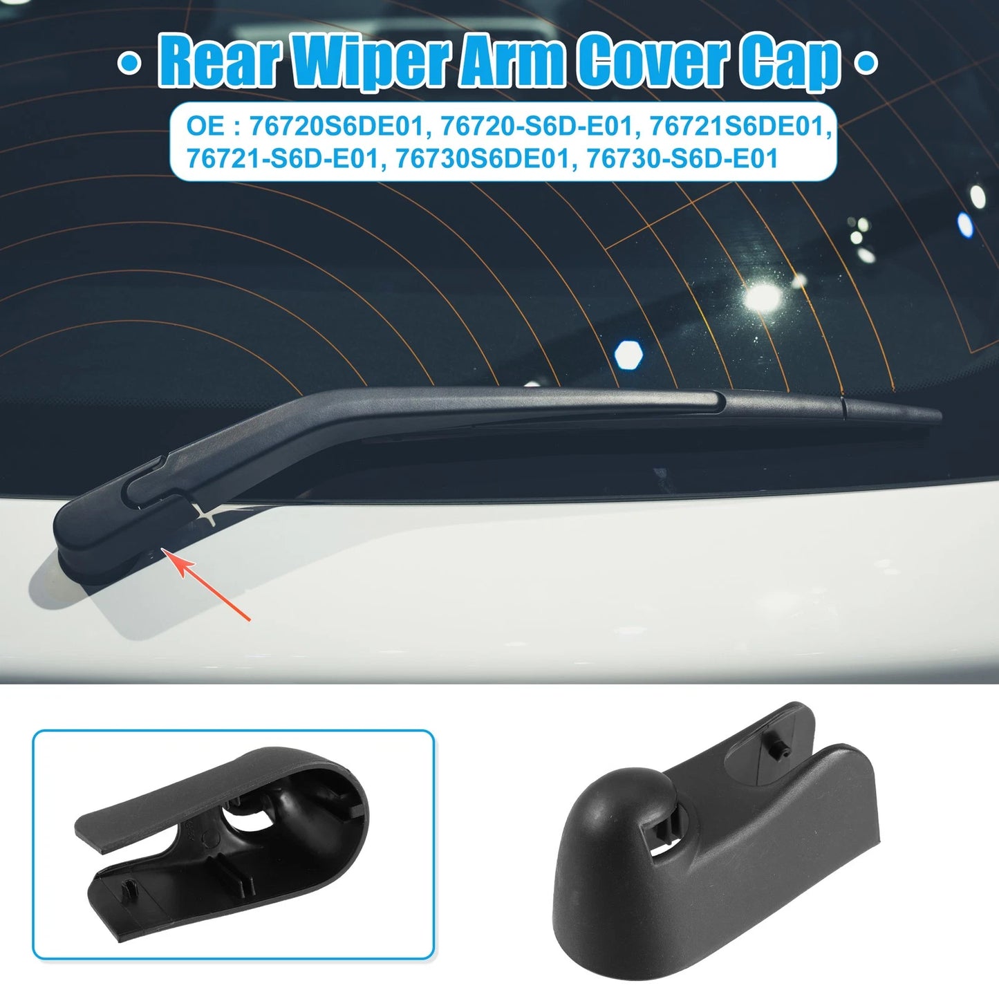 Rear Windshield Wiper Arm Cover for Honda Civic (2001-2006) Black