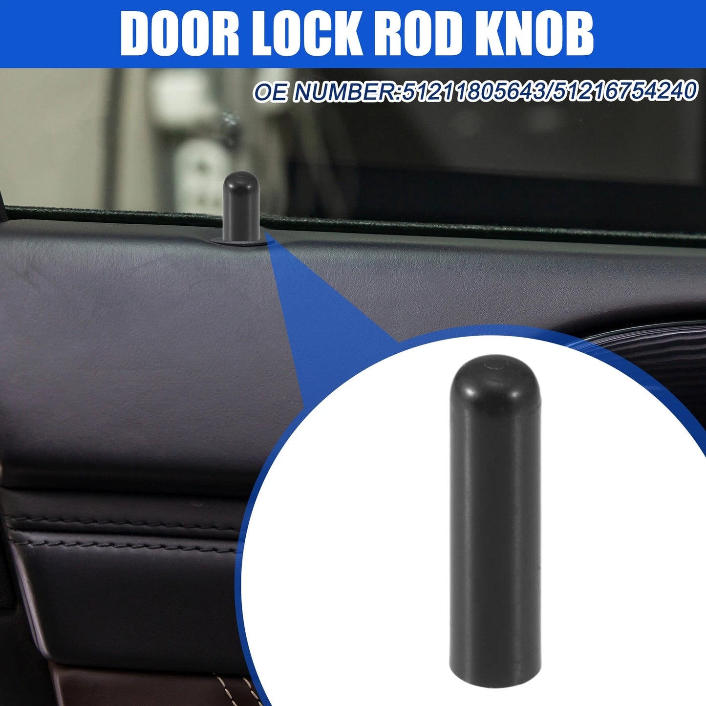 Black Door Lock Rod Knob for BMW 328i (2007-2013)