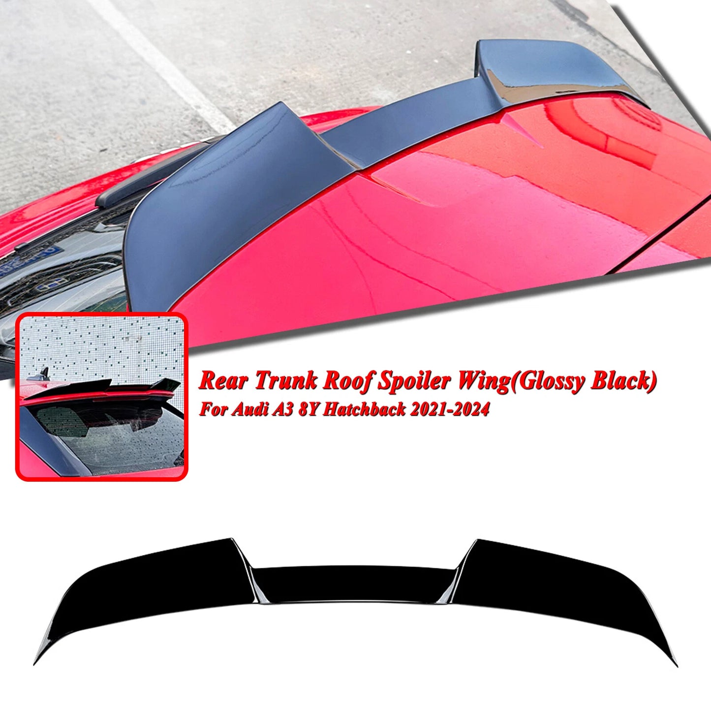 Rear Spoiler Lip for Audi A3 8Y Hatchback (2021-2024) Gloss Black