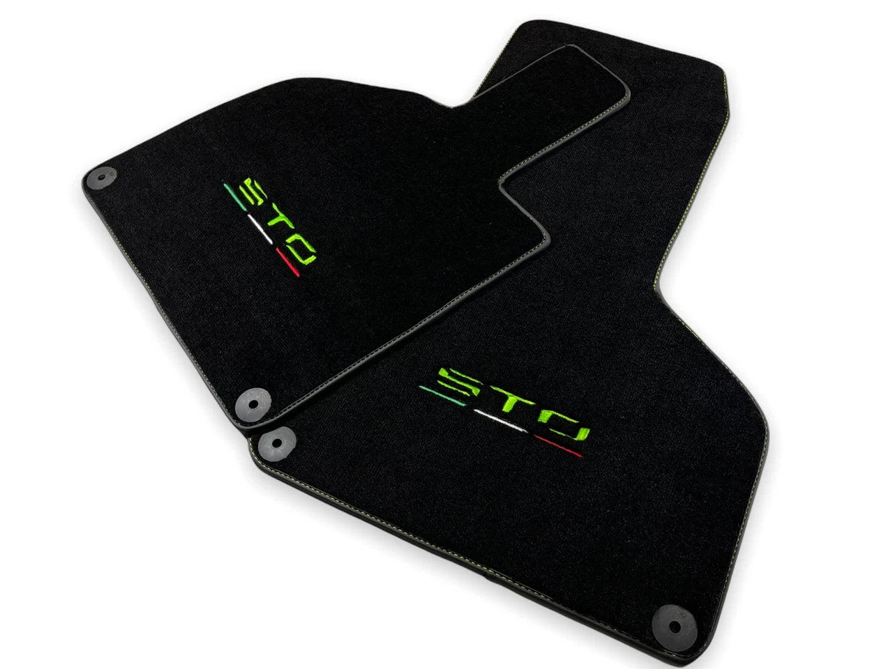 Floor Mats for Lamborghini Huracan STO 2014-2022 Black Green Stitching