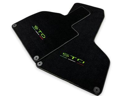 Floor Mats for Lamborghini Huracan STO 2014-2022 Black Green Stitching