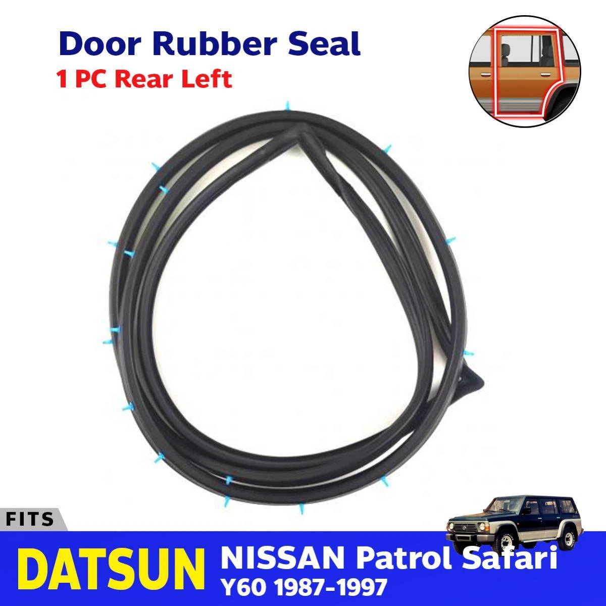 Door Rubber Weatherstrip Rear LH Fits Nissan Patrol Safari Y60 GQ 1987-97 D06