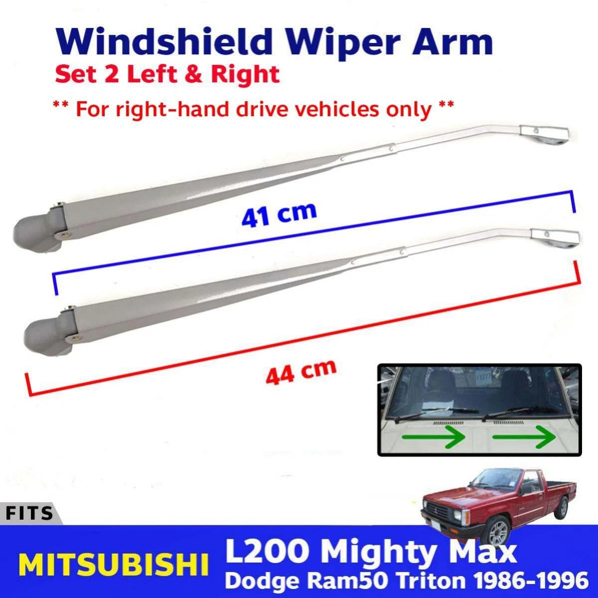 Windshield Wiper Arm L+R (RHD Fits Mitsubishi L200 Triton Pickup 1986-96 D07
