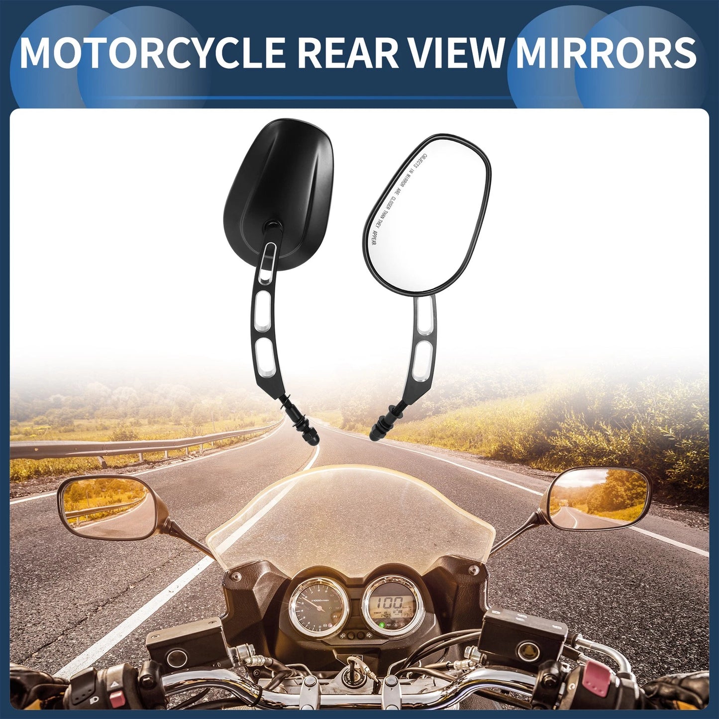 1 Set Rear View Mirrors for Harley Dyna Road King Softail Sportster