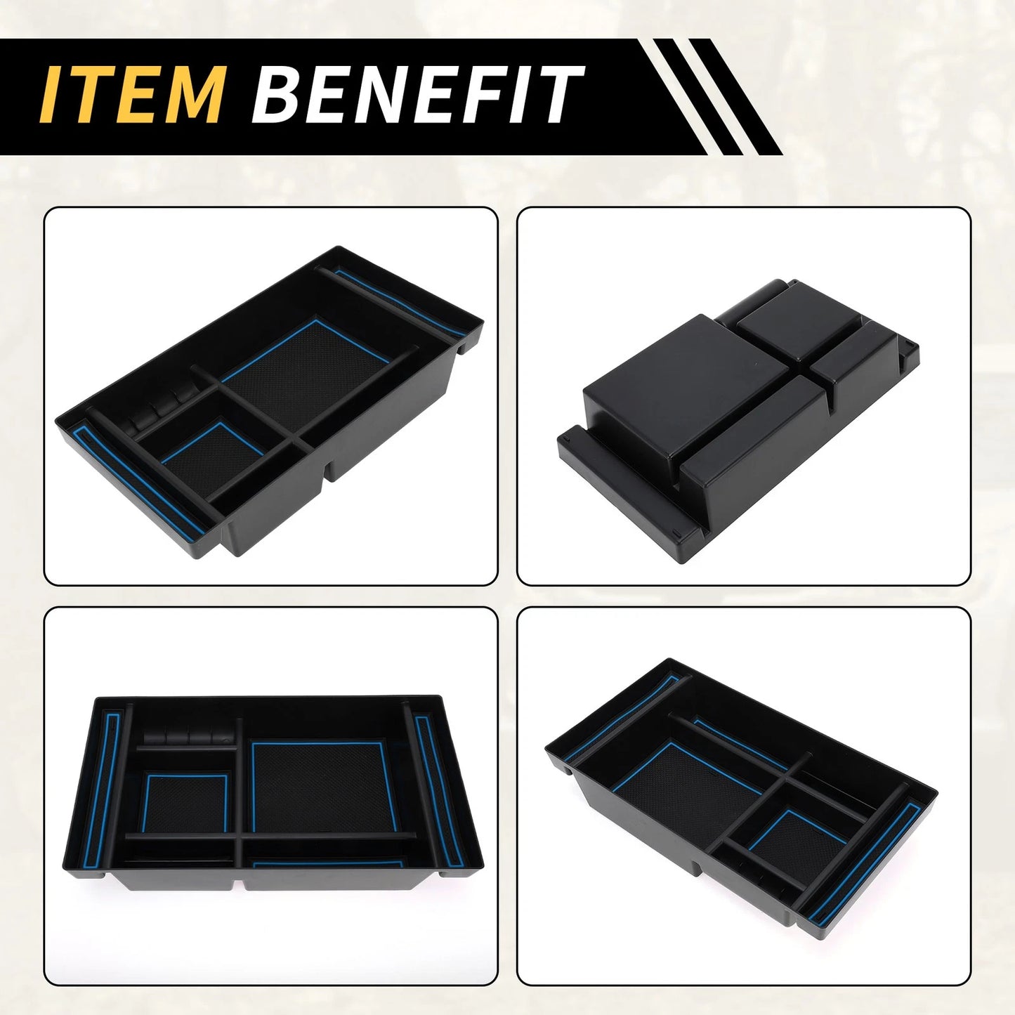 Full Center Console Organizer Tray for Chevy Silverado GMC Sierra Black Blue