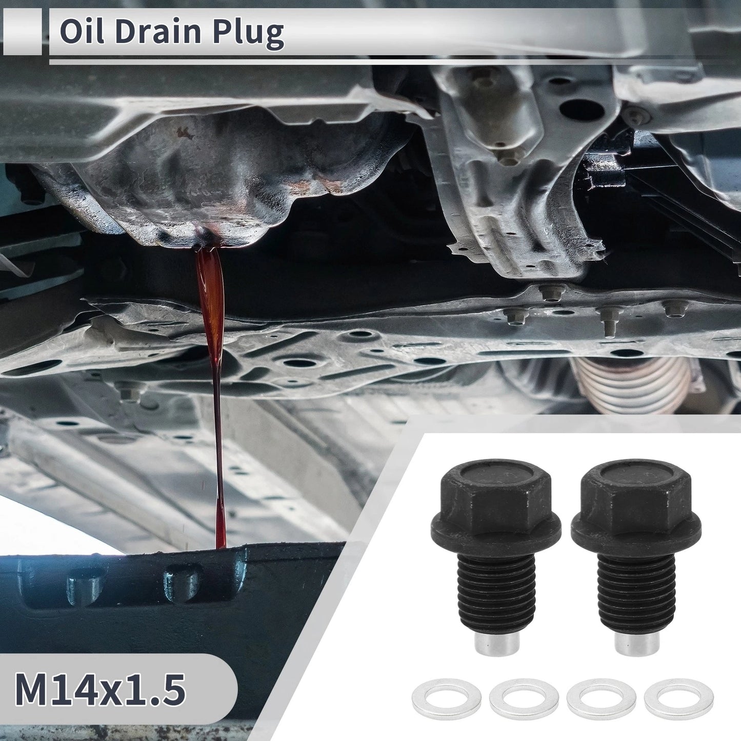 M14x1.5 1.3" Height Engine Oil Drain Plug with Gasket for Car Motorcycle