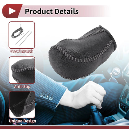 Car Gear Shift Knob Cover for Mazda CX-5 (2013-2014) Black Gray Faux Leather