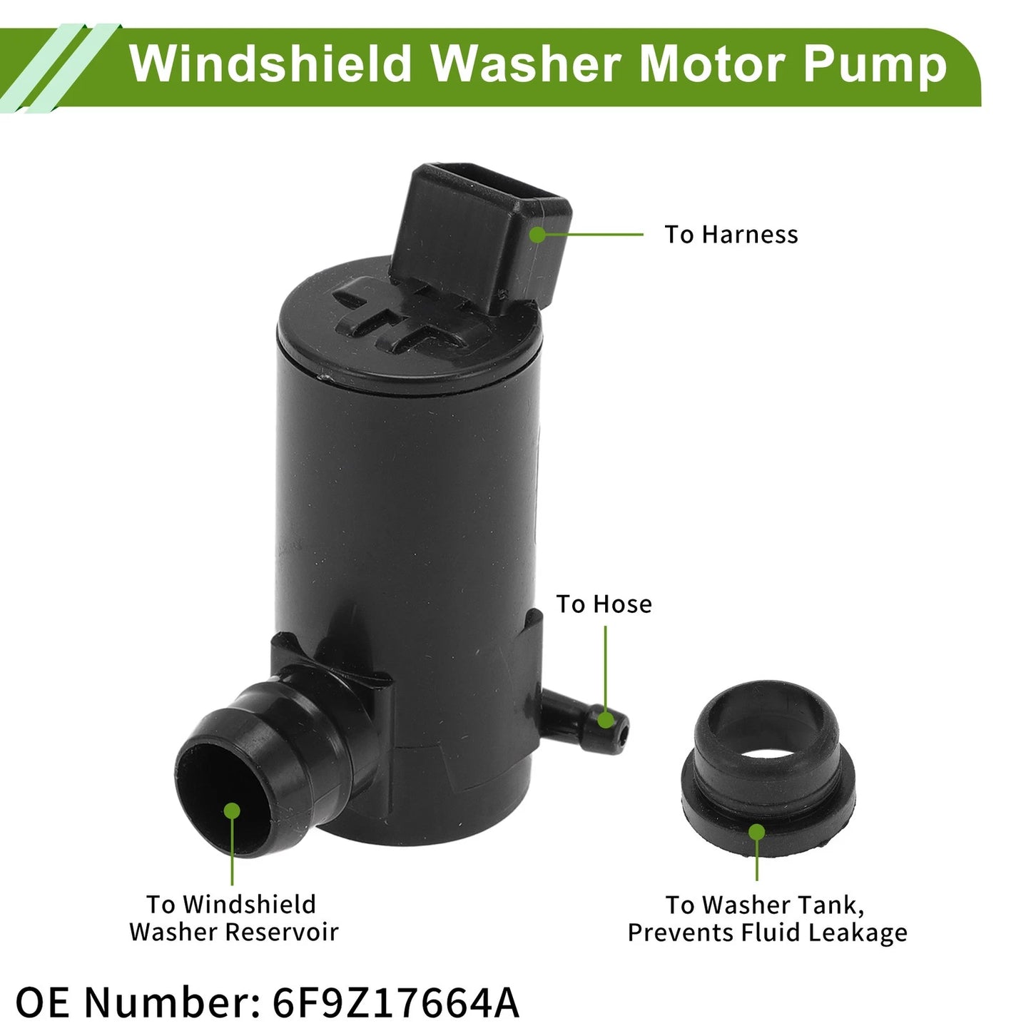 Windshield Washer Pump w/Grommet for Ford (2000-2005)