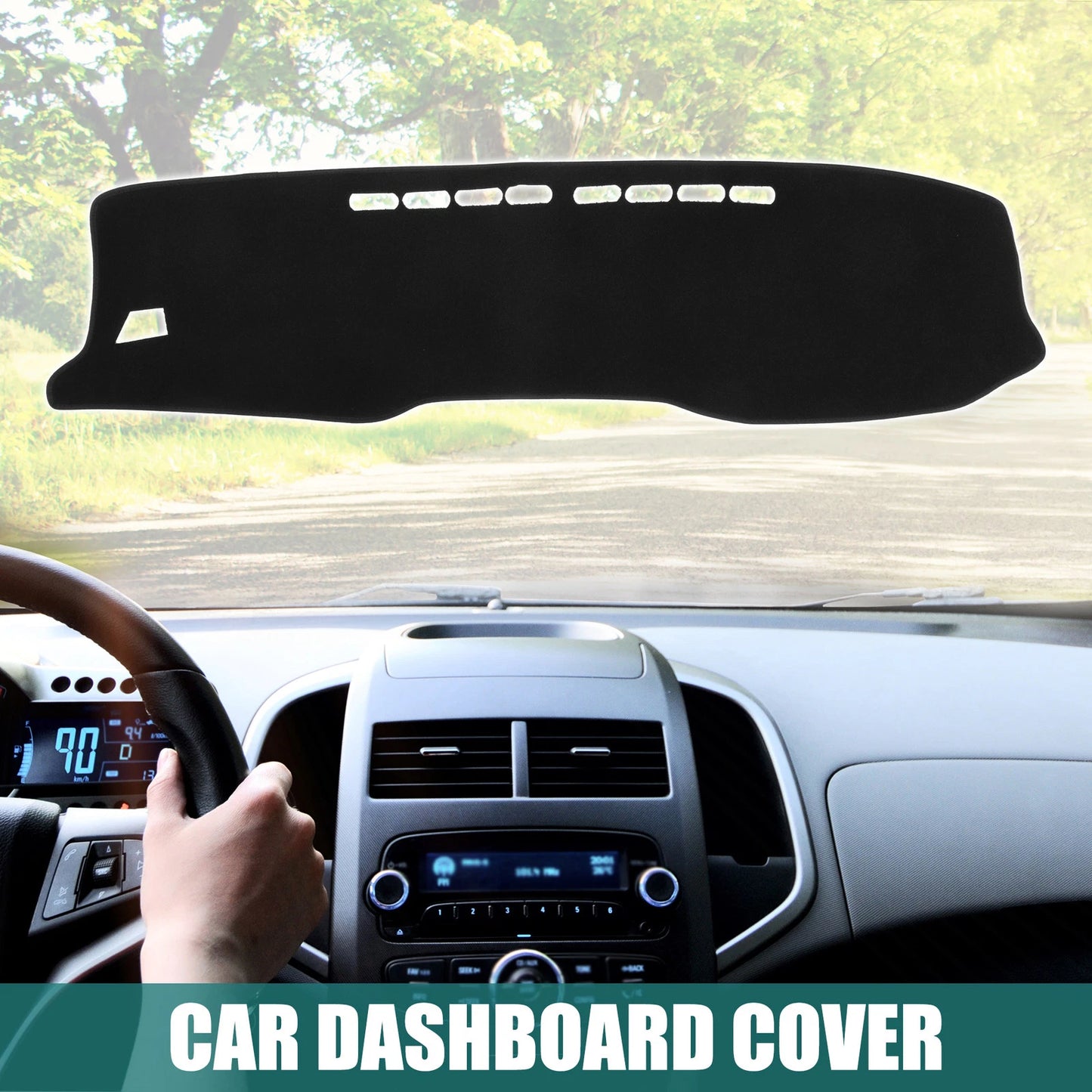 Black Dashboard Cover Mat Protector for TOYOTA Hilux (2017-2023)
