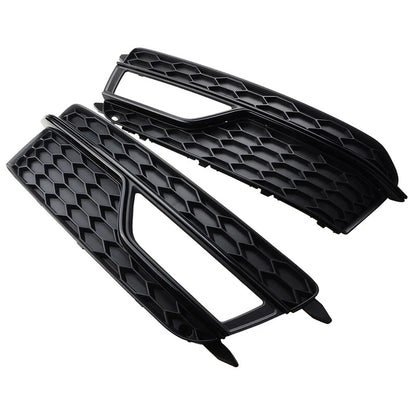 2 x Black Front Bumper Fog Light Grill Covers for Audi A5 S-line S5 (2013-2016)