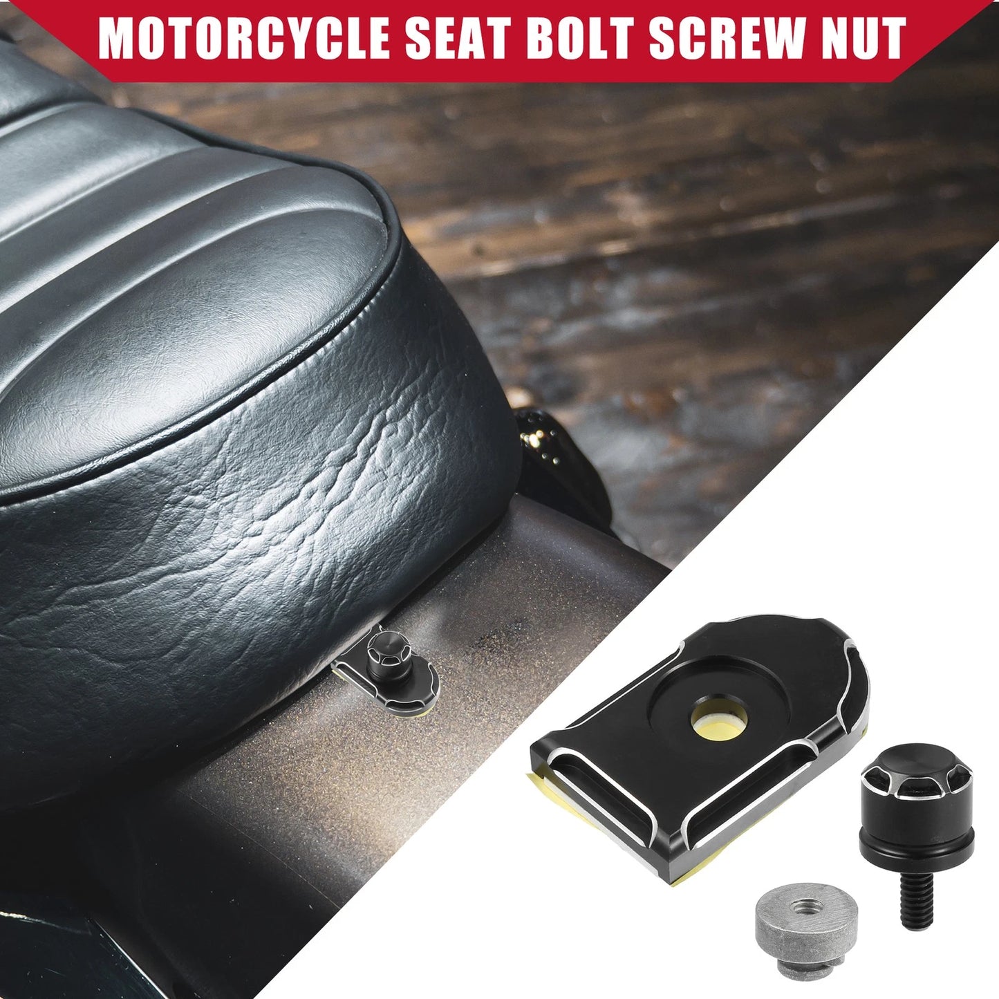 Set Seat Bolt Screw with Cover Nut for Harley Davidson 1/4-20