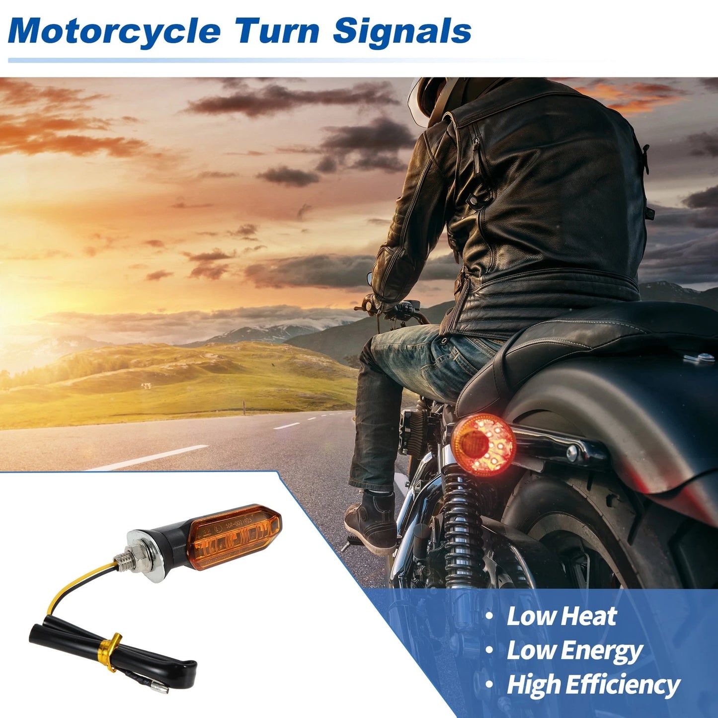 Turn Signal Assembly Motorcycle Blinkers with Bright Orange Housing