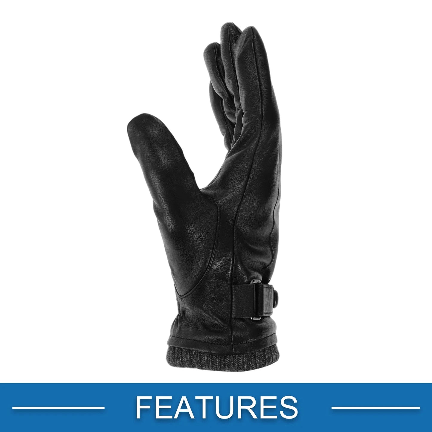 L Motorcycle Glove Breathable Full Finger Sheepskin Outdoor Gloves Black 1 Pair