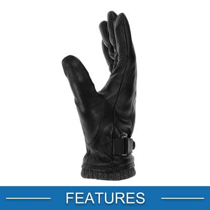 L Motorcycle Glove Breathable Full Finger Sheepskin Outdoor Gloves Black 1 Pair