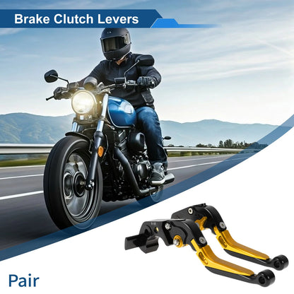Adjustable Short Long Brake Clutch Levers for Kawasaki ZX14R Black Gold Tone