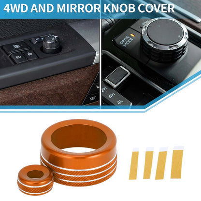 4WD Drive Mode & Mirror Knob Covers for Toyota Tundra (2022-2023) - 2 Pcs