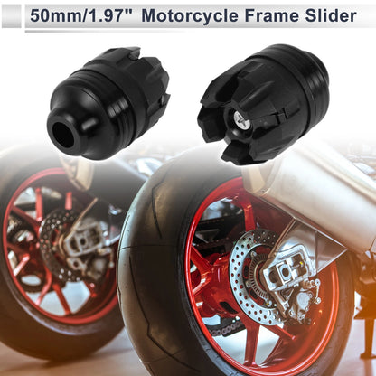 14mm Aluminum Alloy Plastic Motorcycle Slider Frame 2 x Black for All Models