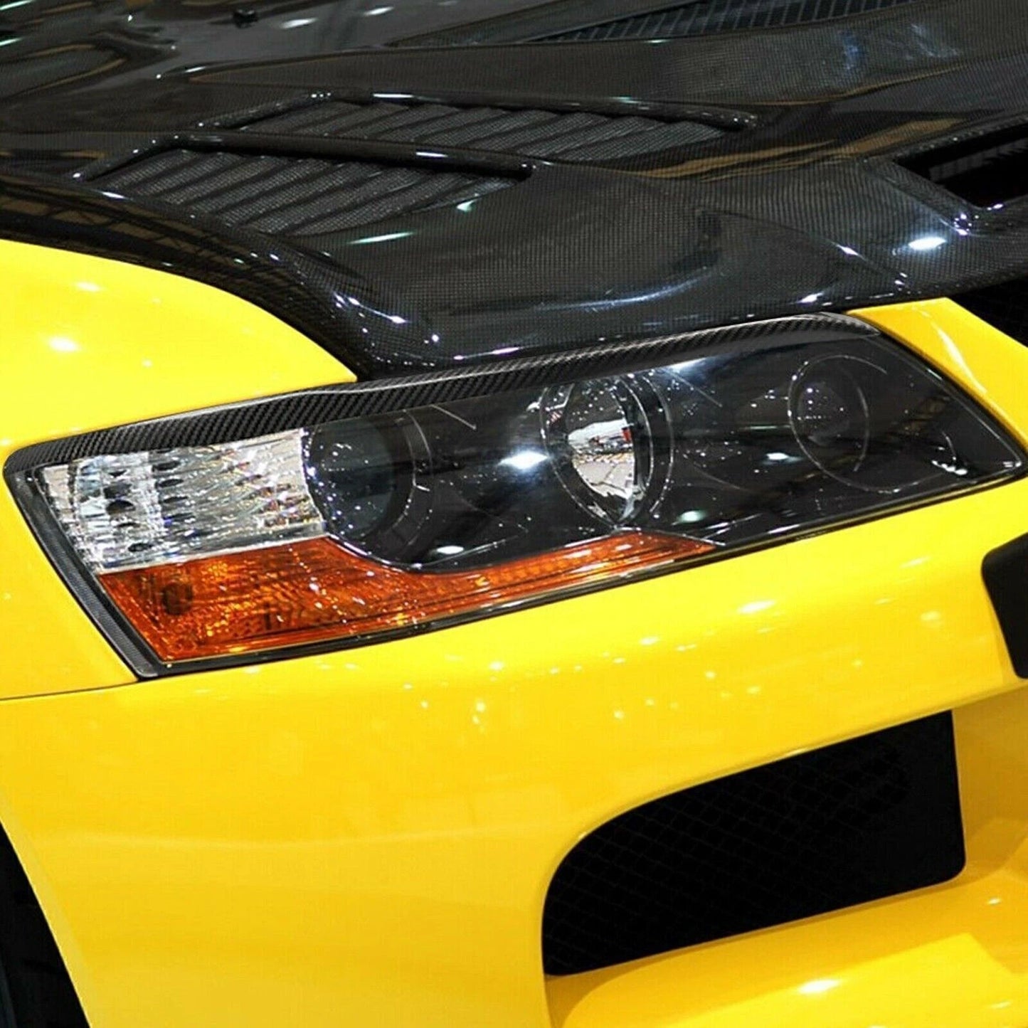 2 x Carbon Fiber Fog Light Covers for Mitsubishi EVO (2003-2007)