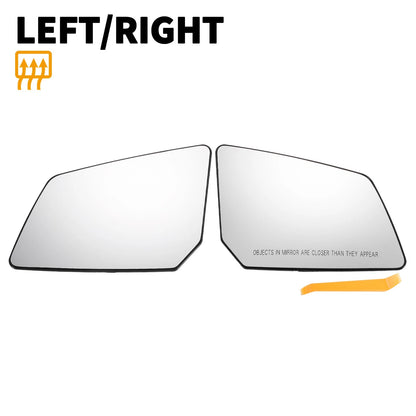 Pair White Mirror Glass Left Right Back Heated for GMC Chevrolet