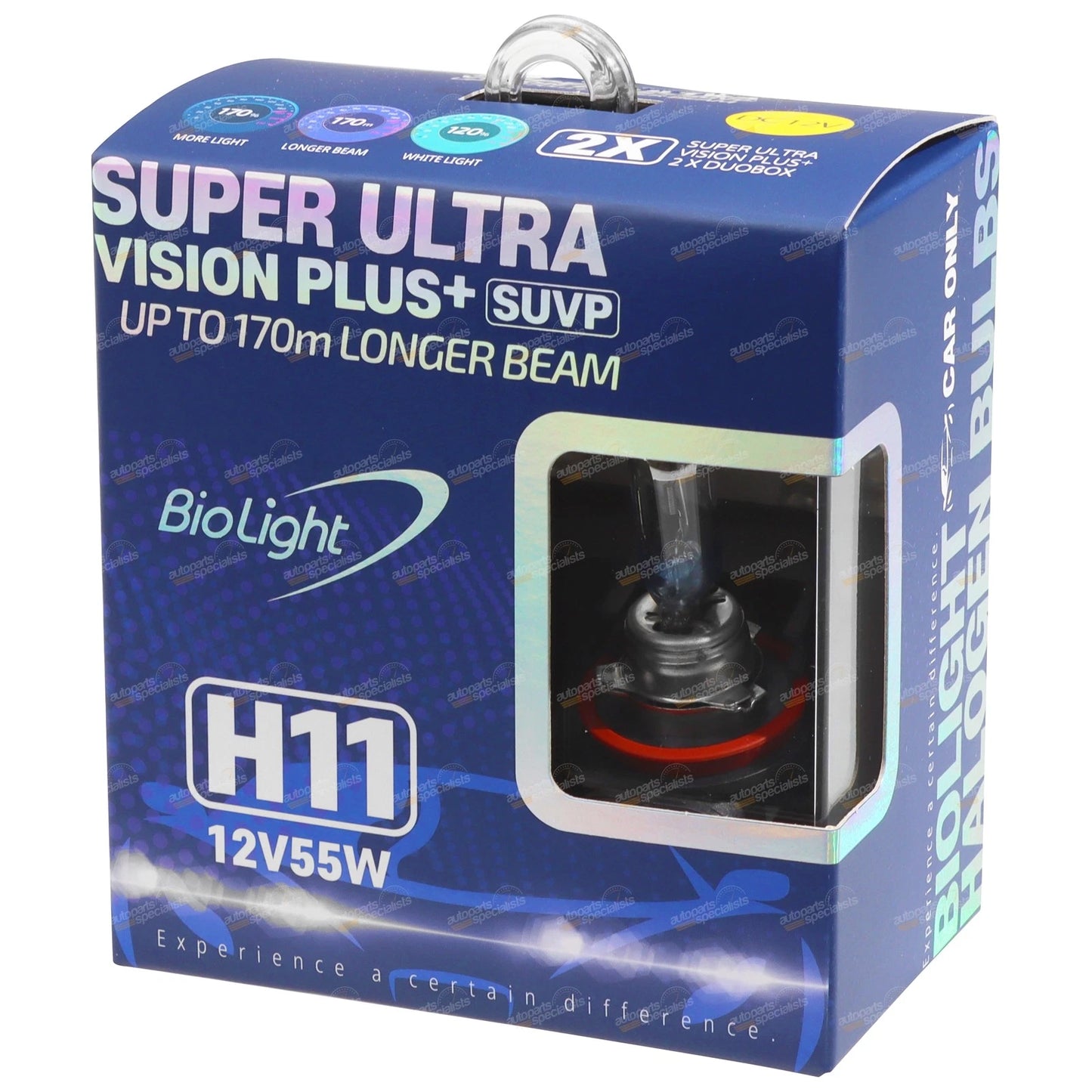 H11 Ultra 2 x Light Globes 12V 55W Bright White Halogen for Vehicles