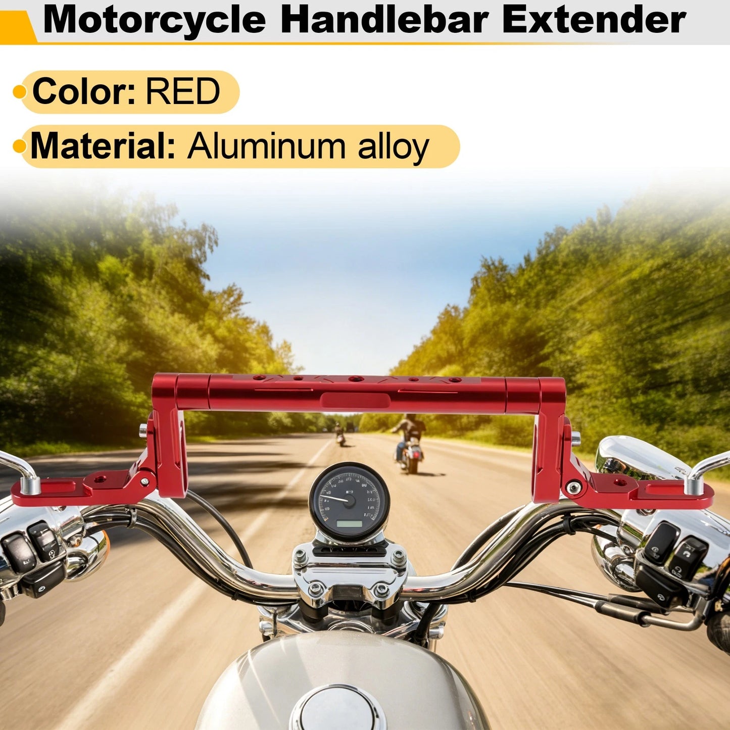 Balance Handle Bar Extender Bracket Center Hole Red 1Set for Motorcycle