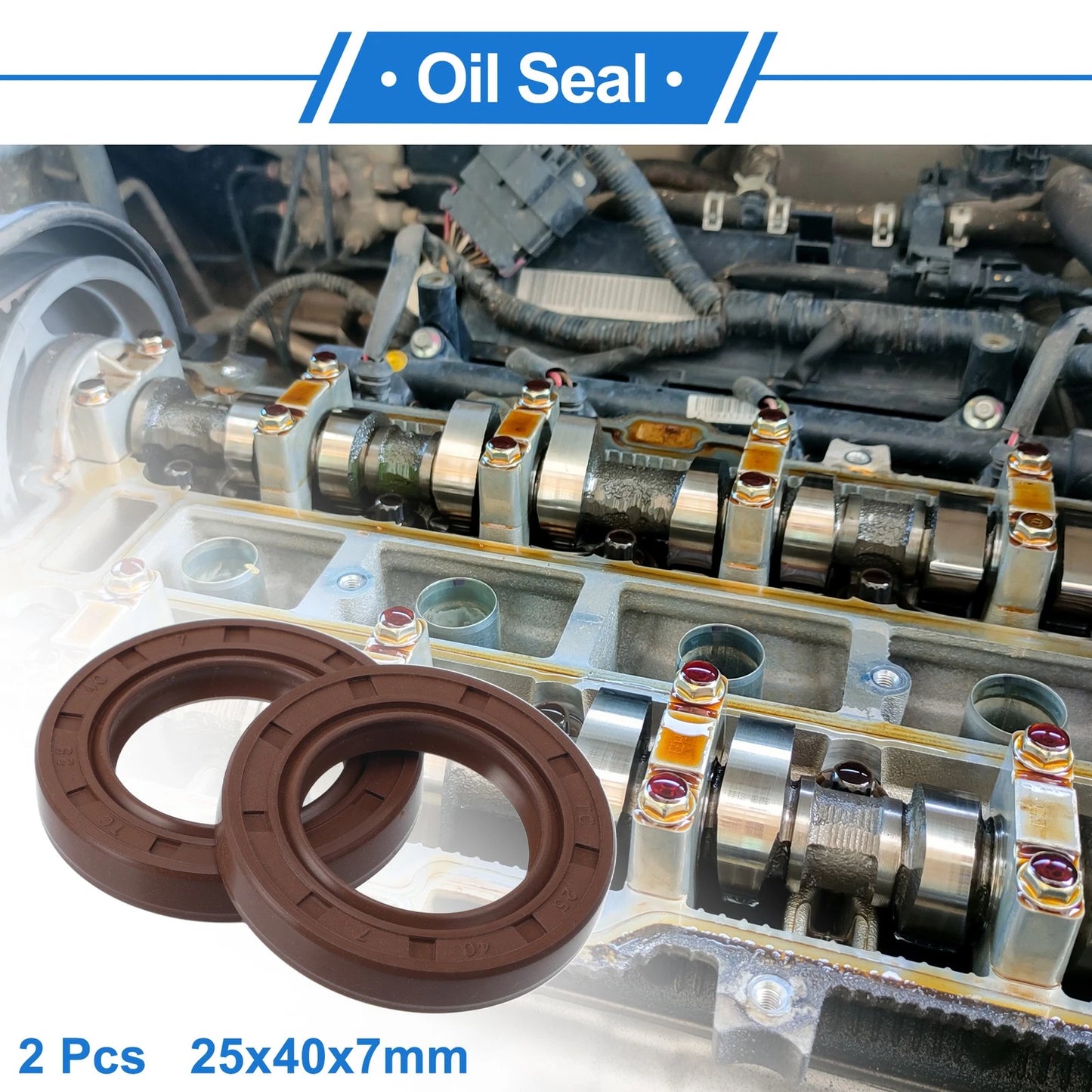 Oil Seal 2 x 25x40x7mm Brown Rotary Shaft Seal FKM Rubber for Make Model