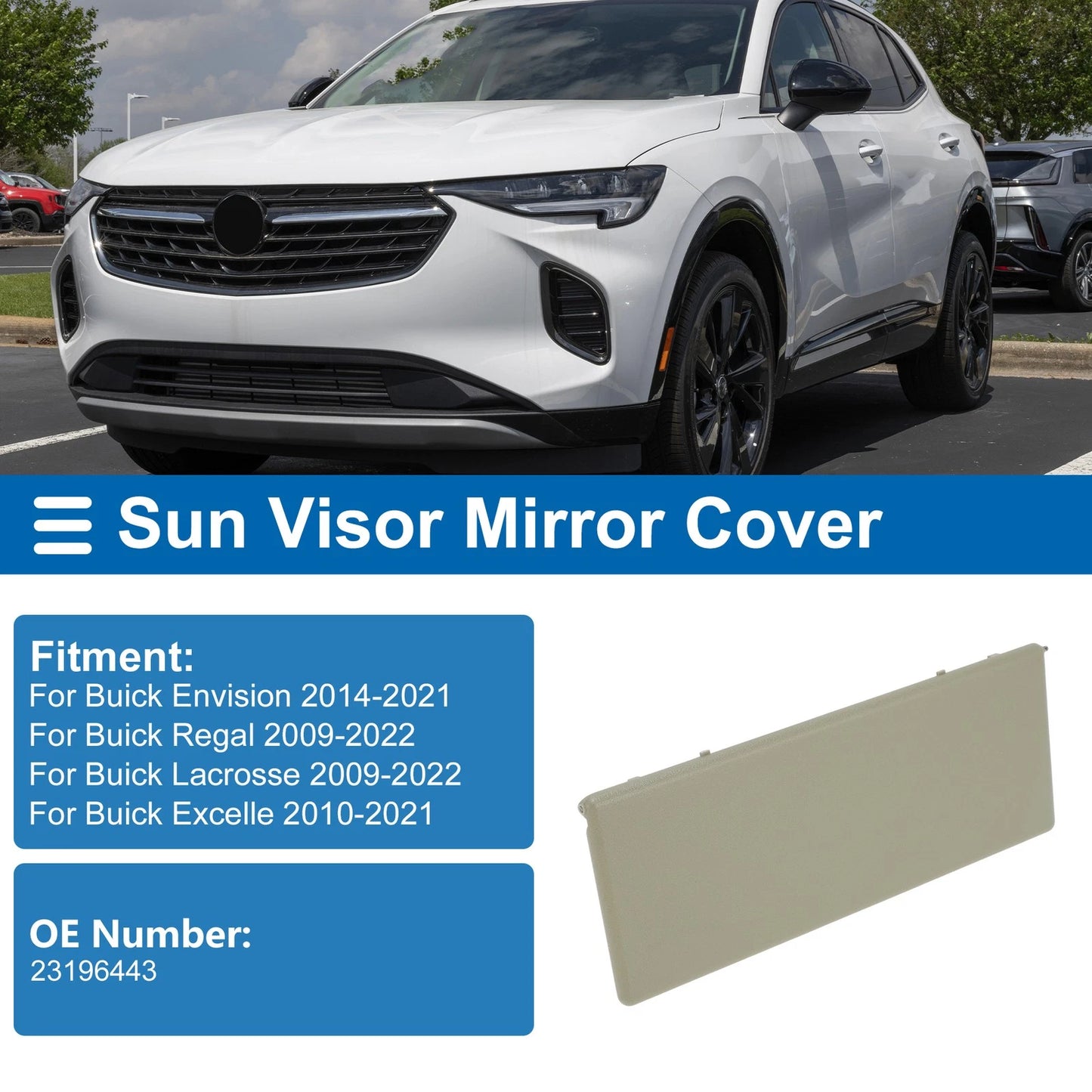 Sun Visor Mirror Cover Beige for Buick Envision (2014–2021)