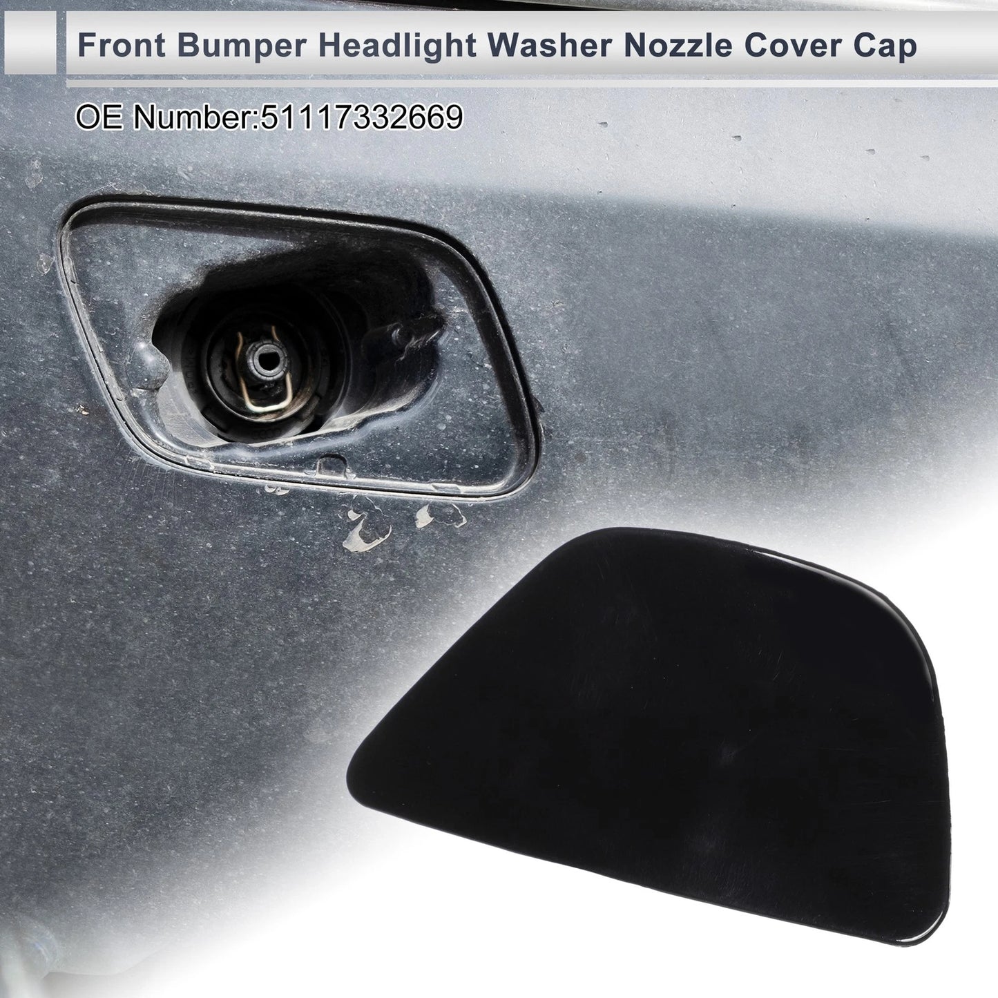 Front Left Washer Nozzle Cover for BMW 535i GT (2014-2017) Black