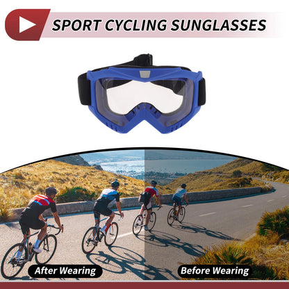 1 Pc Motorcycle Riding Goggles Clear Lens Blue Frame PC Cycling Sunglasses