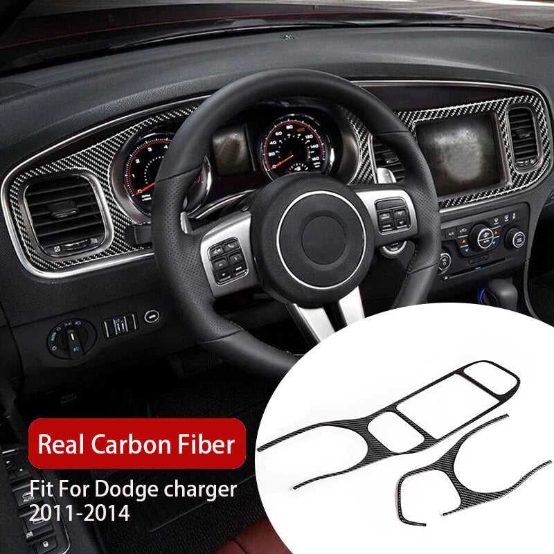 Dashboard Radio Trim Cover Sticker for Dodge Charger 2011-2014 Carbon Fiber