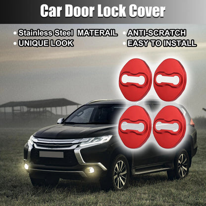 4 x Car Door Lock Latch Covers for Mitsubishi (Red)