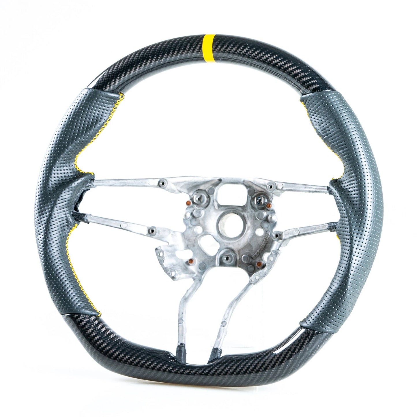 Carbon Leather Yellow Steering Wheel for Porsche 911, 718, Boxster, Cayman, Macan (2016-2023)