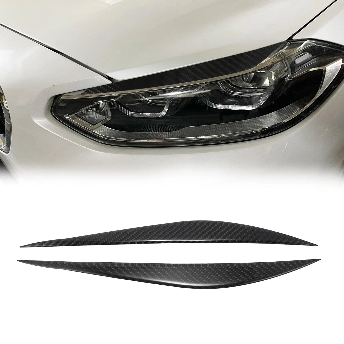 1 Pair Eye Lid Cover Sticker for BMW F30 Carbon Fiber Black (2012-2019)