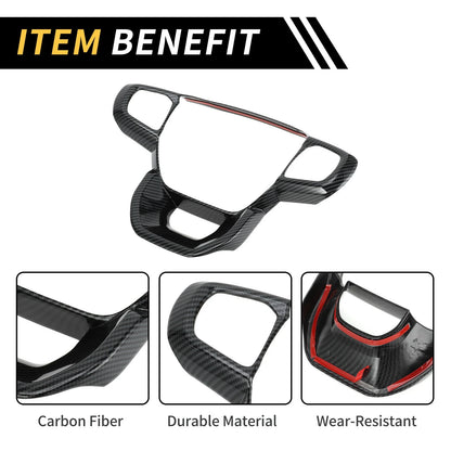 Carbon Fiber Steering Wheel Cover Trim for Ford Ranger (2023-2024)