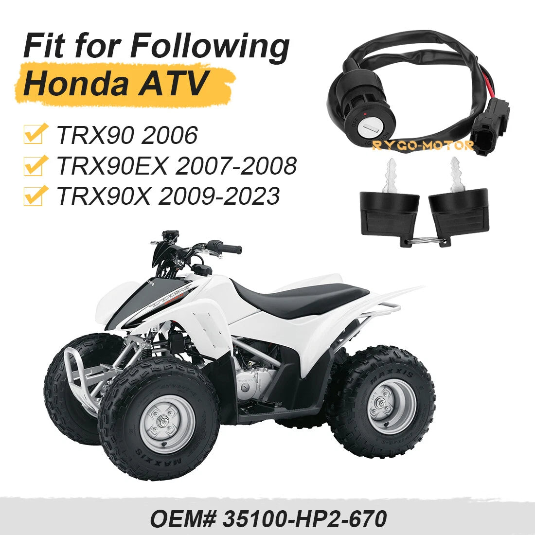 Ignition Key Switch for Honda TRX90 (2006–2023)