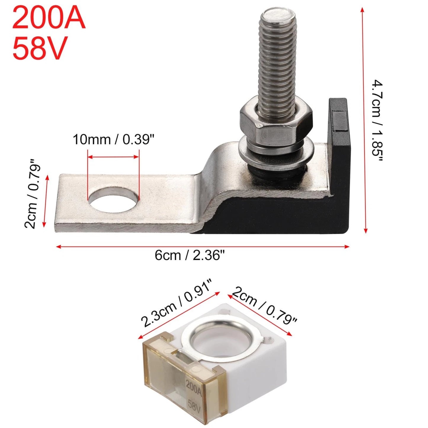 200A Terminal Fuse Block Max Voltage 58V for Car Marine Boat