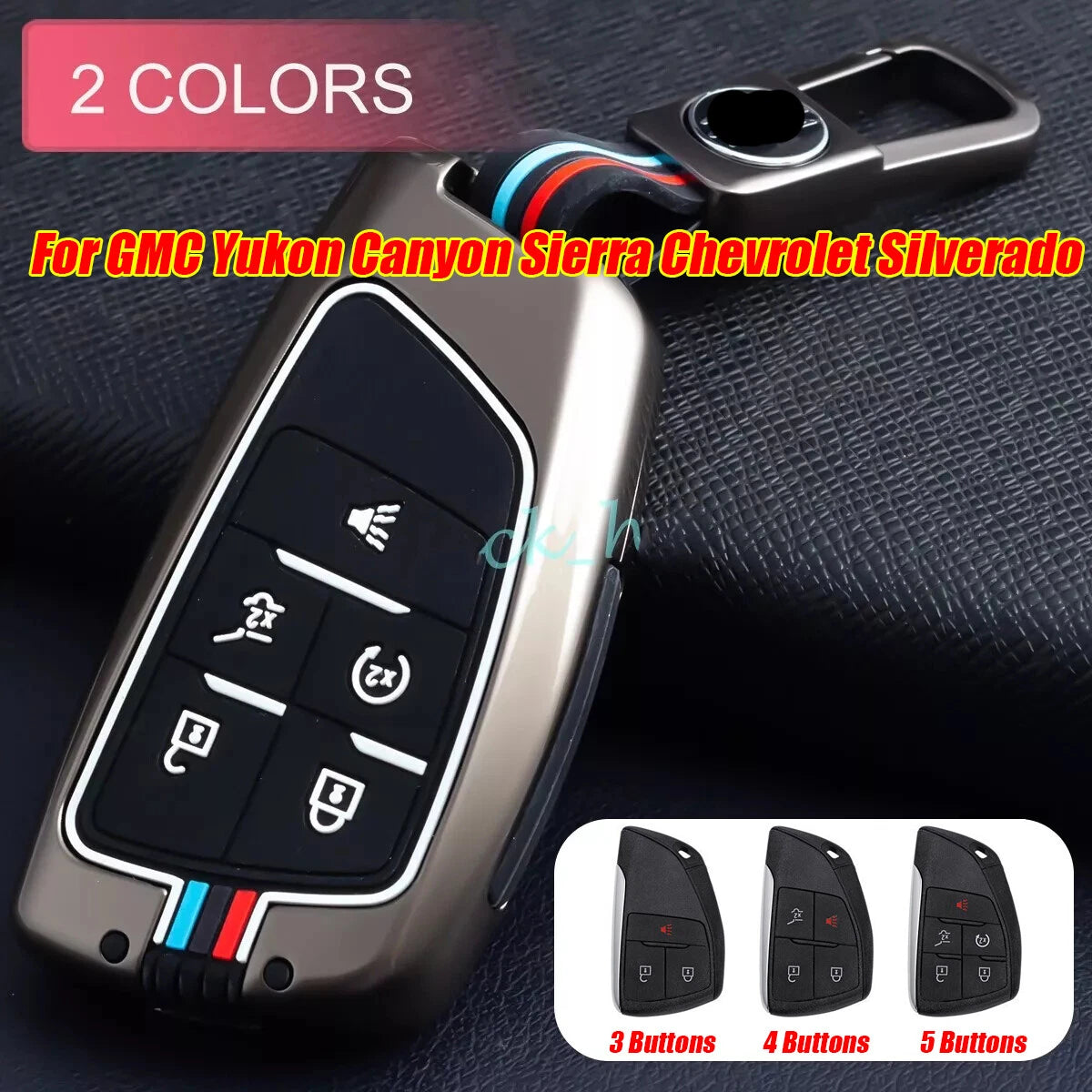 Car Key Fob Cover Case Keychain for GMC Yukon Canyon Sierra Chevrolet Silverado