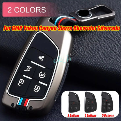 Car Key Fob Cover Case Keychain for GMC Yukon Canyon Sierra Chevrolet Silverado
