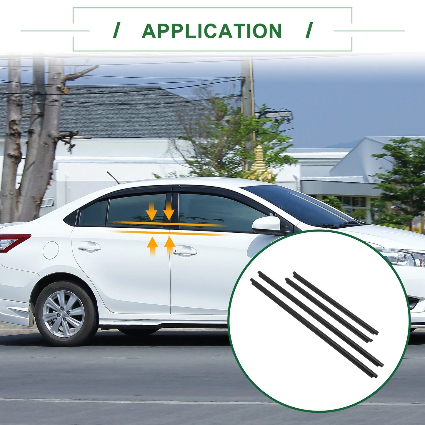 4pcs Weatherstrip Window Seal for Toyota Vios (2004-2008) Black