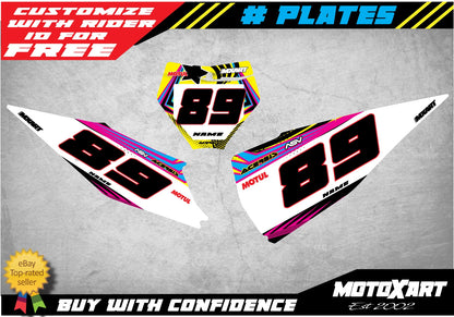 Custom Number Plate Graphics for KTM SXF 250 450 (2019) - Neon Style Stickers