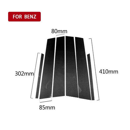 Carbon Fiber Door B Pillar Cover Sticker Trim Fit For Benz C-Class 2007-2013